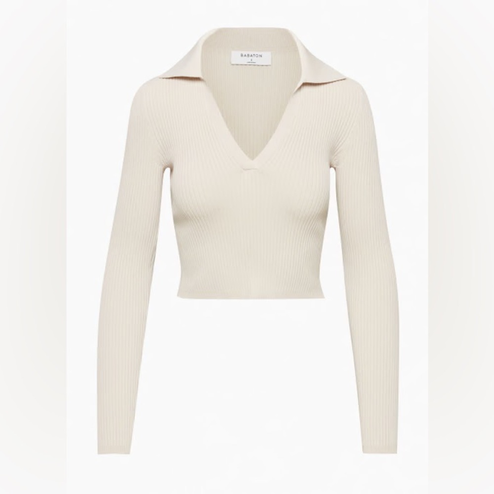 Aritzia Babaton Sculpt Knit Polo Long Sleeve